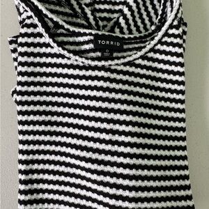 Torrid Monochrome Striped Crew Neck Sweater